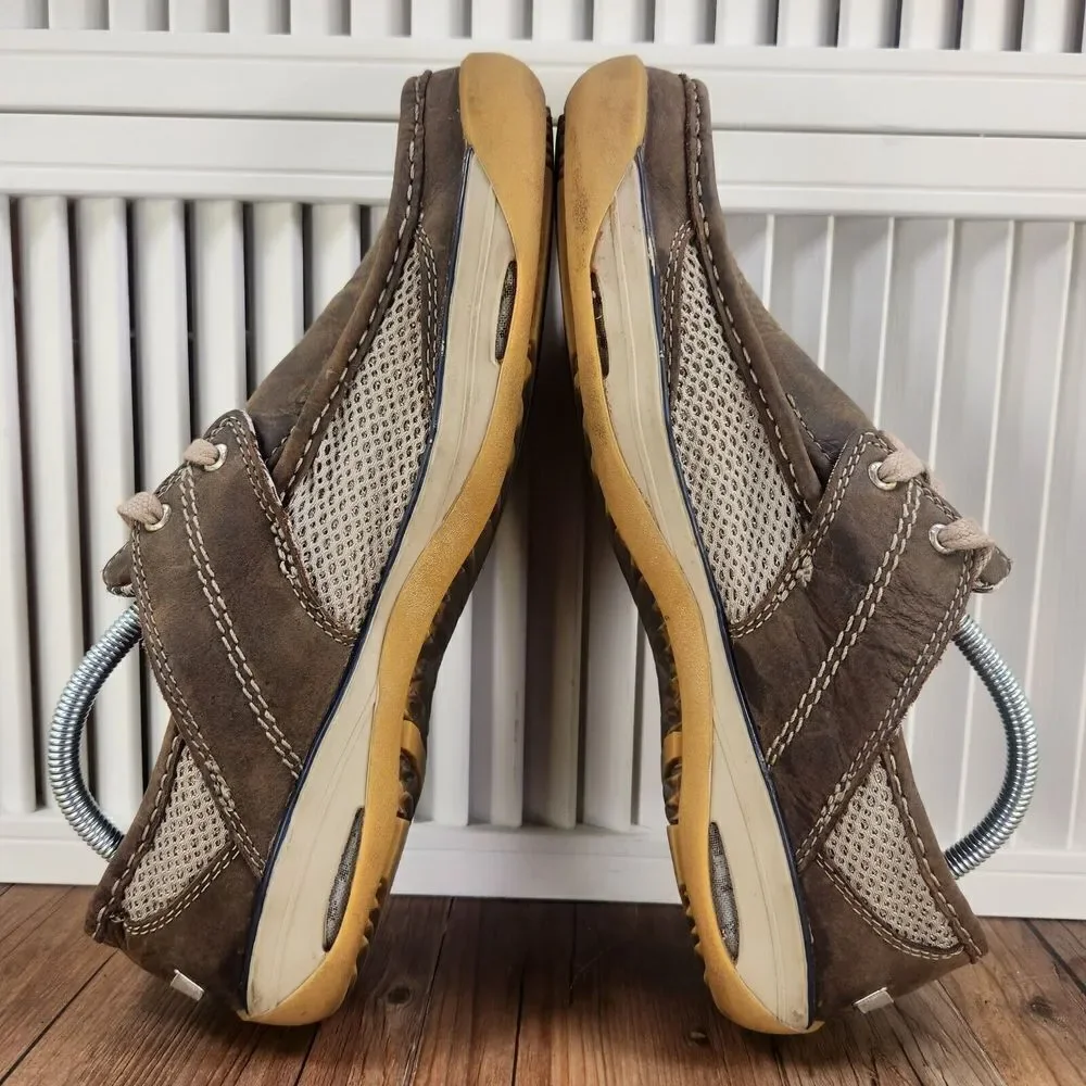 Teva Boat Shoes Mens Sz 11.5 Brown Leather Casual Outdoors Moc Toe Leisure 4003